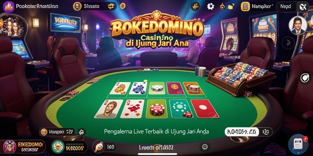 Screenshot gameplay Live Casino BOKEDOMINO yang interaktif dan menarik.