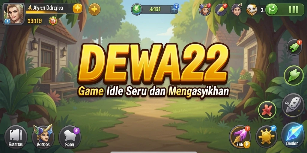 Tampilan gameplay DEWA22 dengan karakter dan aktivitas Idle yang menawan.