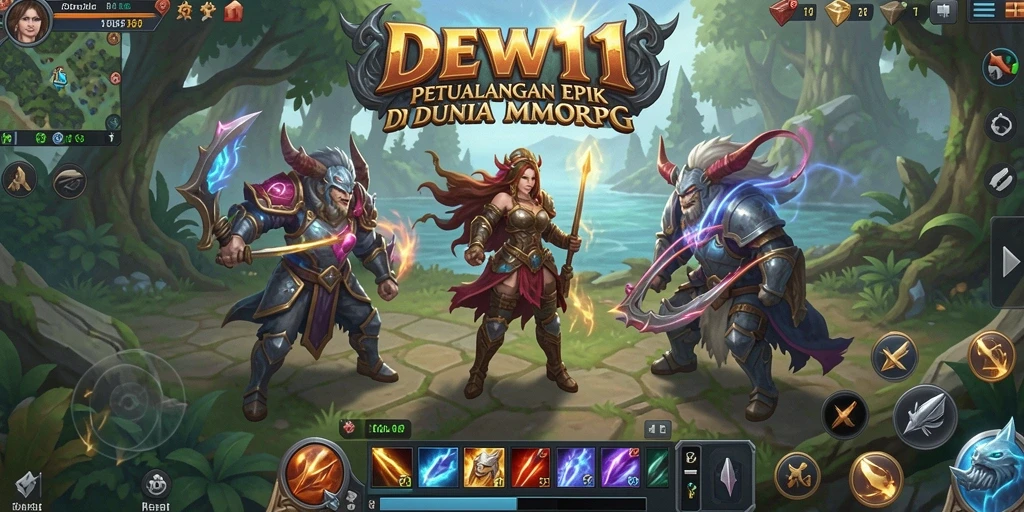 Tampilan gameplay menarik dan karakter yang beragam di DEWI11.