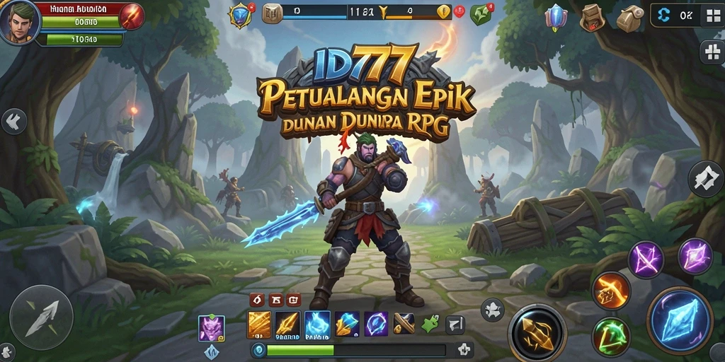 Screenshot permainan ID777 menampilkan aksi pertarungan dalam dunia RPG yang menakjubkan.