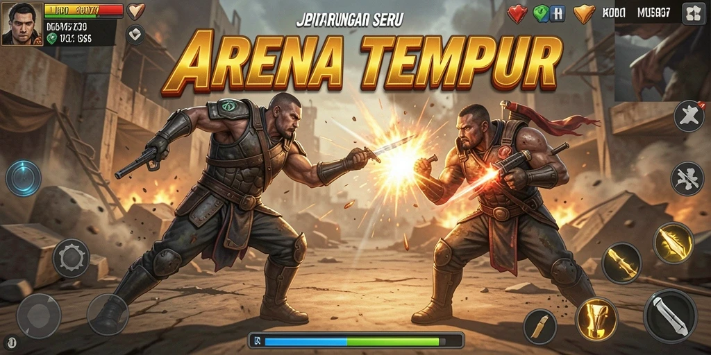 Tampilan gameplay JARUM77 yang penuh aksi dan pertarungan seru.