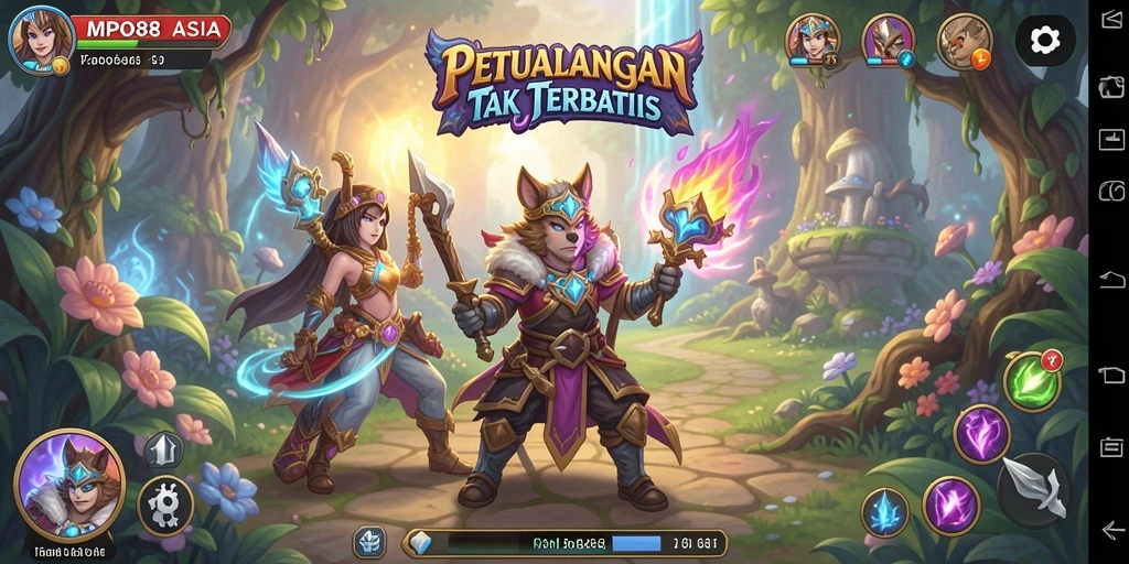 Screenshot gameplay ARPG dengan pertarungan seru dan karakter beragam.