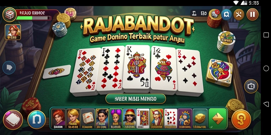 Screenshot utama RAJABANDOT menampilkan aksi seru permainan Domino.